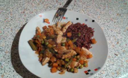 Rychlé kuře se zeleninou a rýží